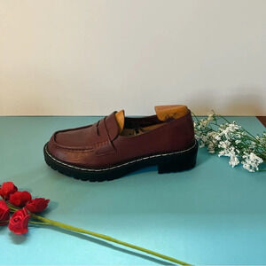 Torrid Womens Chunky Lug Penny Loafers Burgundy Slip On  Shoes size 9.5WW